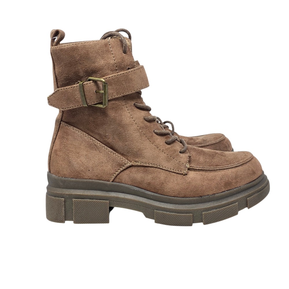 INNOVATION Leather Laced Up Booties Taupe Combat Ankle Bootsโ Womens Size 8 - Picture 6 of 9